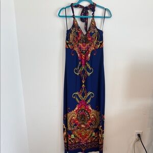 Valerie Bertinelli Blue and Pink Halter Sundress